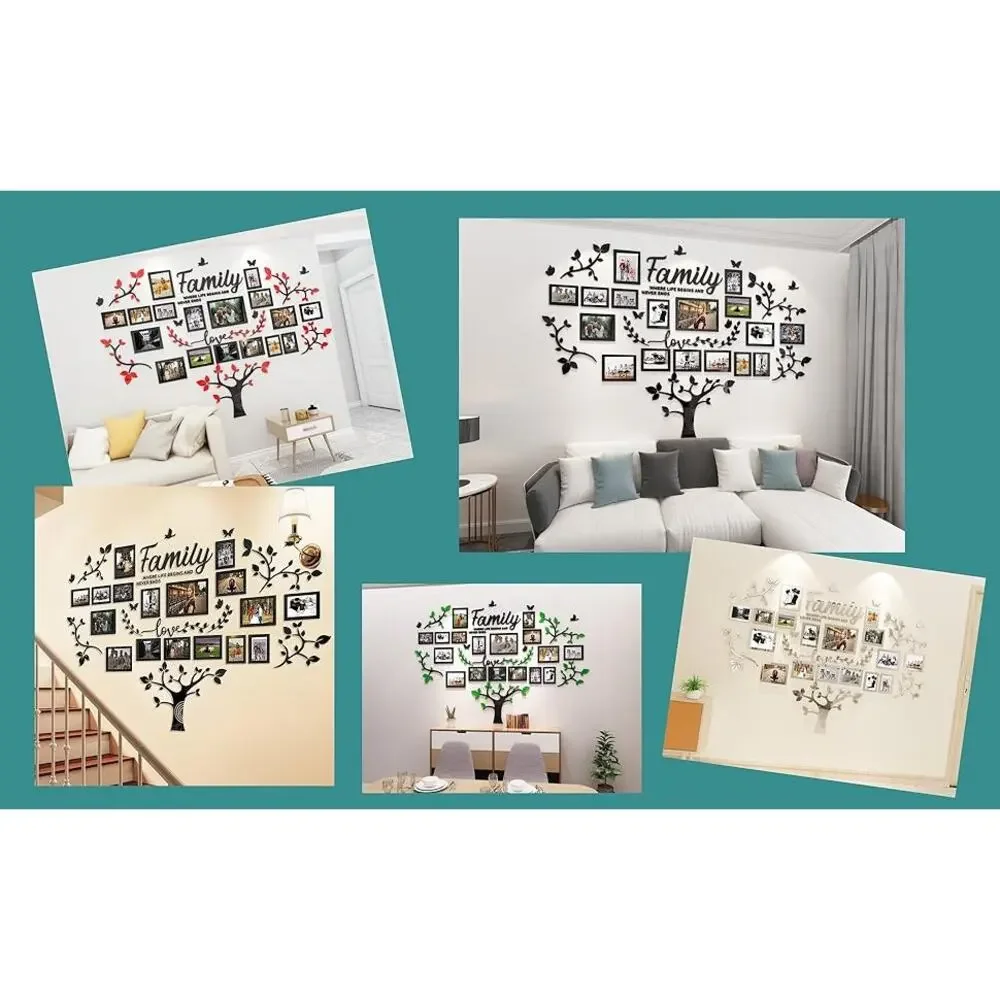 DIY 3D Family Tree Wall Decor Acrylic Photo Frames Collage Living Room Decor
